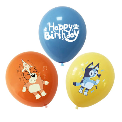 Bluey – vaisselle de fête d'anniversaire de noël, bannière jetable, garniture de gâteau, drapeau suspendu, ballons avec chiffres bleus, décoration d'anniversaire