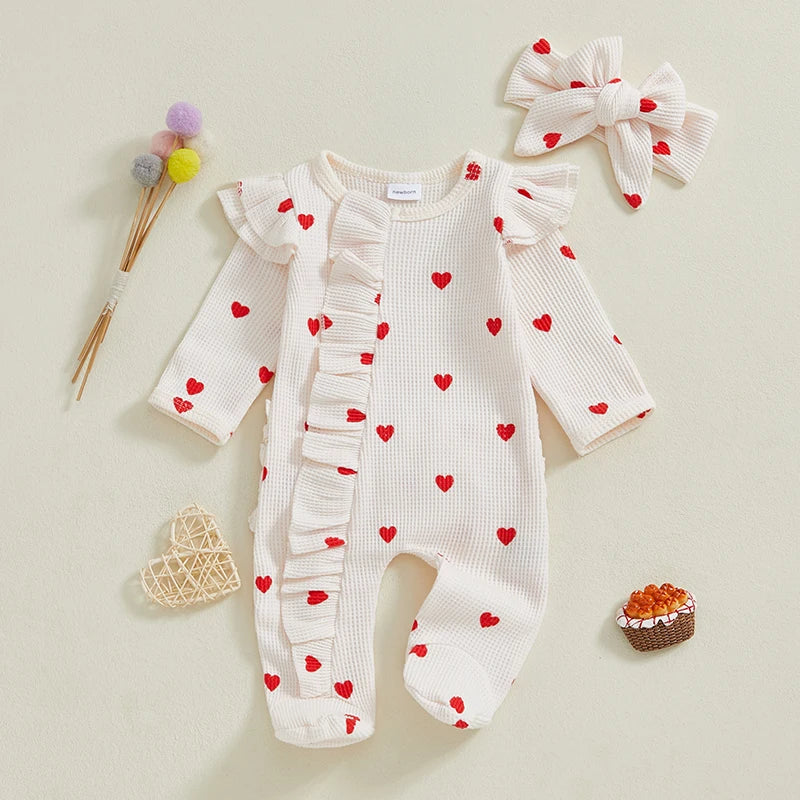 Tregren - Combinaison pour nouveau-né fille, pyjama à volants, fermeture éclair, avec bande de sauna