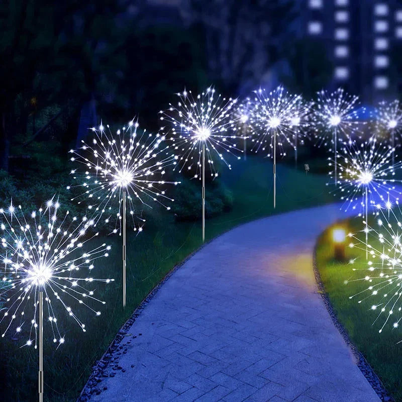 LED Solar Fireworks Lights Garden Decoration Fairy Lights Waterproof Outdoor Dandelion Lawn Lamp for Garden Landscape Lawn Decor