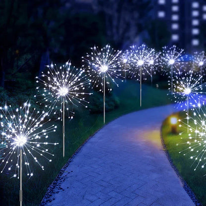 LED Solar Fireworks Lights Garden Decoration Fairy Lights Waterproof Outdoor Dandelion Lawn Lamp for Garden Landscape Lawn Decor