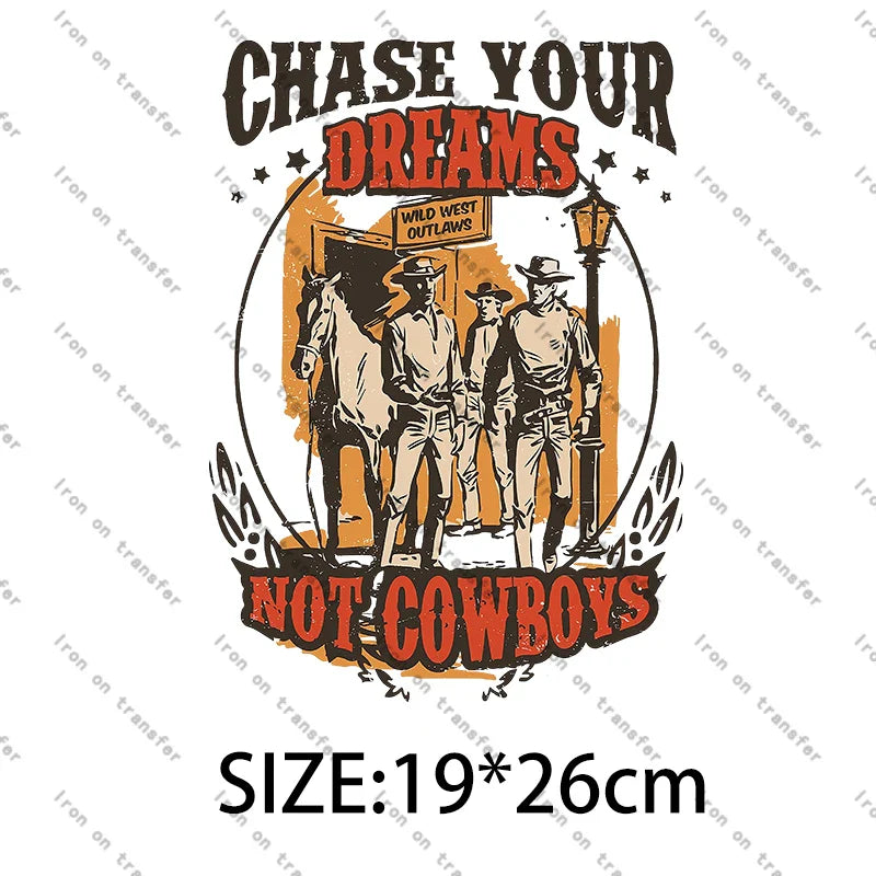 Rodeo Wild West Cowgirl chastez vos rêves Cowboy été imprimé léopard transferts à repasser pour vêtements décoration bricolage