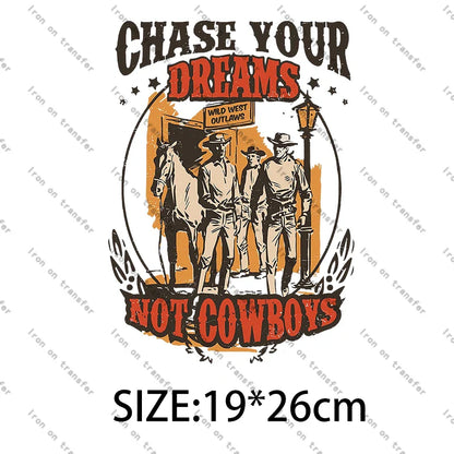 Rodeo Wild West Cowgirl chastez vos rêves Cowboy été imprimé léopard transferts à repasser pour vêtements décoration bricolage
