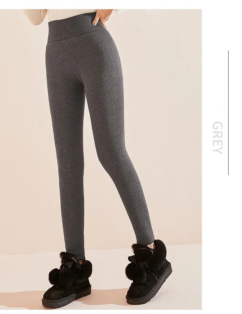 1 pièces hiver Leggings femmes coton Extra épais chaud pantalon mode thermique Legging mince noir élastique taille haute solide Leggings