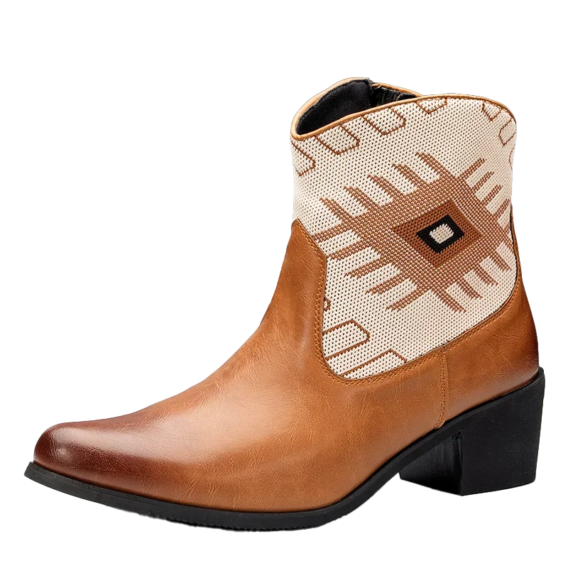 Cowboy Classic Fashionable Embroidered Pull On Boots with Wide Square Toe Western Retro Boot Durable 2025 Boots For Men