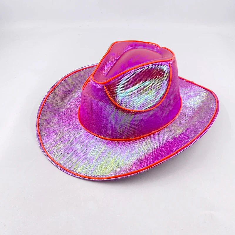 Chapeau de Cowboy nacré, Costume de danse, casquette de Cowgirl scintillante, pour boîte de nuit néon, nouvel arrivage