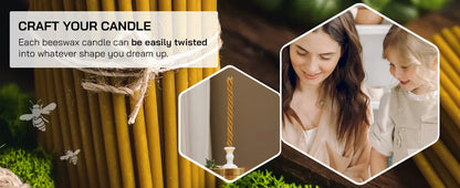 50/100Pcs Natural Beeswax Candle Decorative Hanukkah Candles Pure Beeswax Birthday Candle for Church Prayer Cake Christmas Party