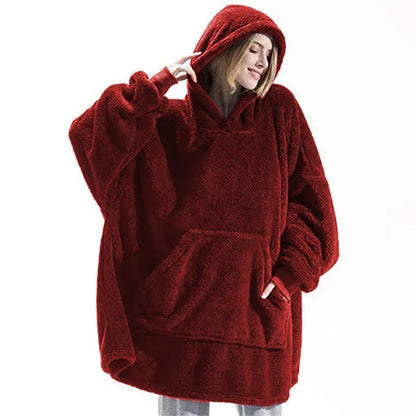 Couverture à capuche avec sourire double face pour hommes et femmes, grande poche, robe surdimensionnée, chaud, couple, adt PVD, nouveau, hiver