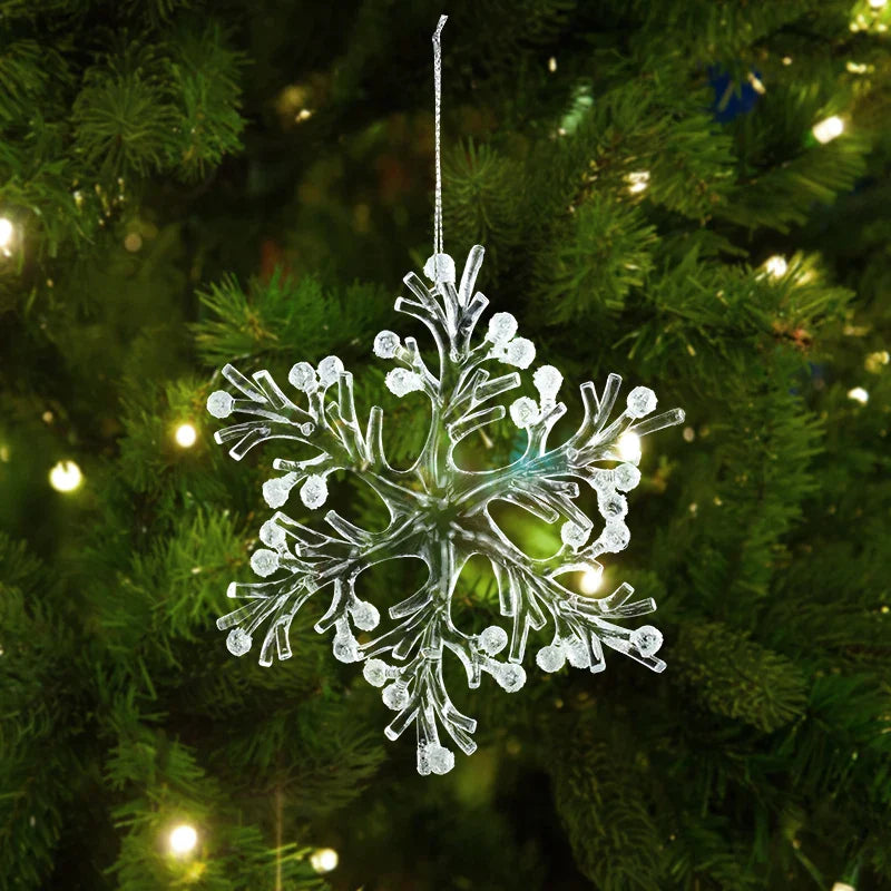 Arbre de noël Transparent flocon de neige suspendus ornements pendentif acrylique 2025 décoration de noël pour la maison cadeaux Navidad nouvel an 2026