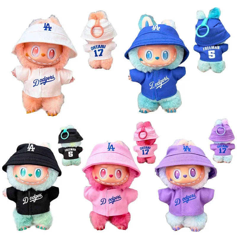 The first, second and third generations of Labubu clothes pendant Labubu sitting baby clothes LA baseball suit trend