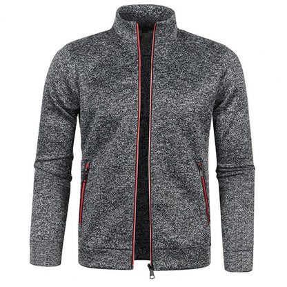 Stand Collar Long Sleeves Pockets Zipper Placket Sweatshirt Coat Men Spring Autumn Solid Color Plus Size Sport Outerwear