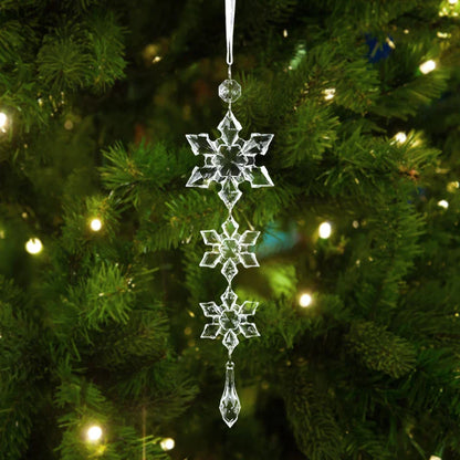 Arbre de noël Transparent flocon de neige suspendus ornements pendentif acrylique 2025 décoration de noël pour la maison cadeaux Navidad nouvel an 2026