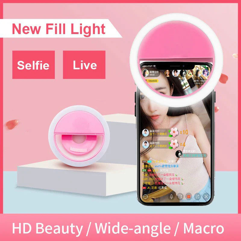 Mini Anneau Lumineux LED Rechargeable, Éclairage à 3 Niveaux, pour Téléphone, Tablette et Ordinateur Portable