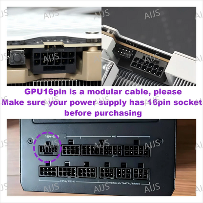 AIJS GPU16PIN Modular Cable,12VHPWR ARGB with 5V 3Pin,18AWG 90° Right-Angle Male to Male Design, 5090 / 3070 is Not Applicable
