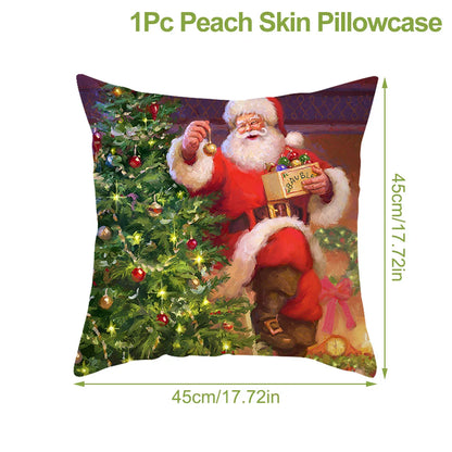 Housse de coussin de noël, père noël, décor de joyeux noël pour la maison, ornements de noël 2025, cadeaux de noël, nouvel an 2026