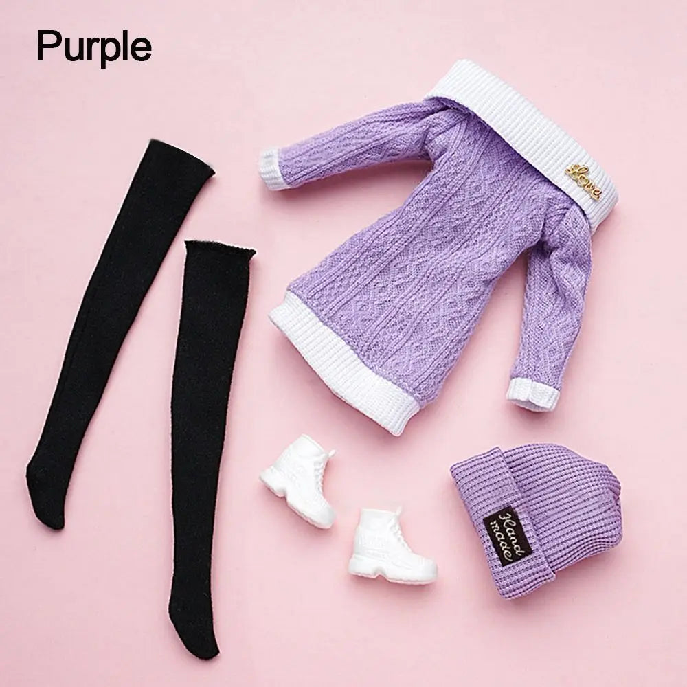 For 1/6 Doll Clothes 29~32cm Doll Plush Coat Skirt Doll Winter Dress Girl Coat Handmade Casual Wear Set Doll Accessories Gift