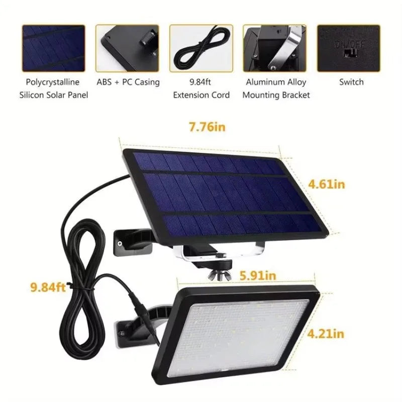 Projecteur LED solaire 550 Lumens 48 LED IP65 applique murale extérieure étanche avec panneau solaire pour paysage certifié RoHS