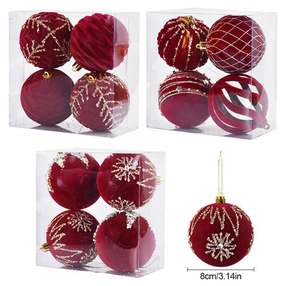 Grandes Boules de Noël Rouge de 8cm, Décorations pour la Maison, Cadeau de Nouvel An, 2024, 2025
