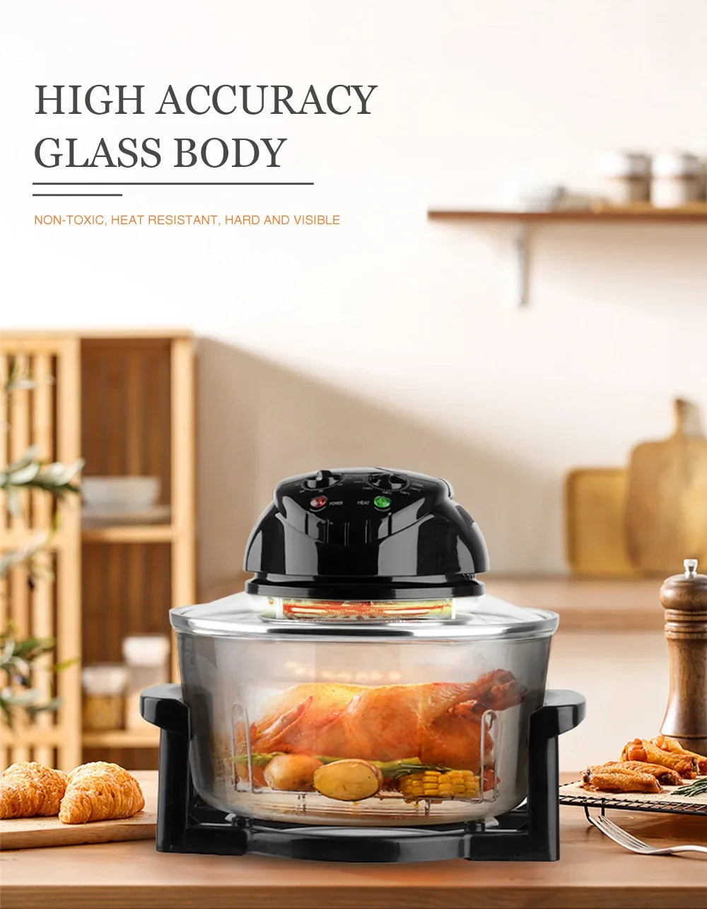 12L Air Fryer, 1400W Electric Hot fryer Oven Oilless Cooker with Touch Control & Nonstick Basket & Visible Window, Family Size
