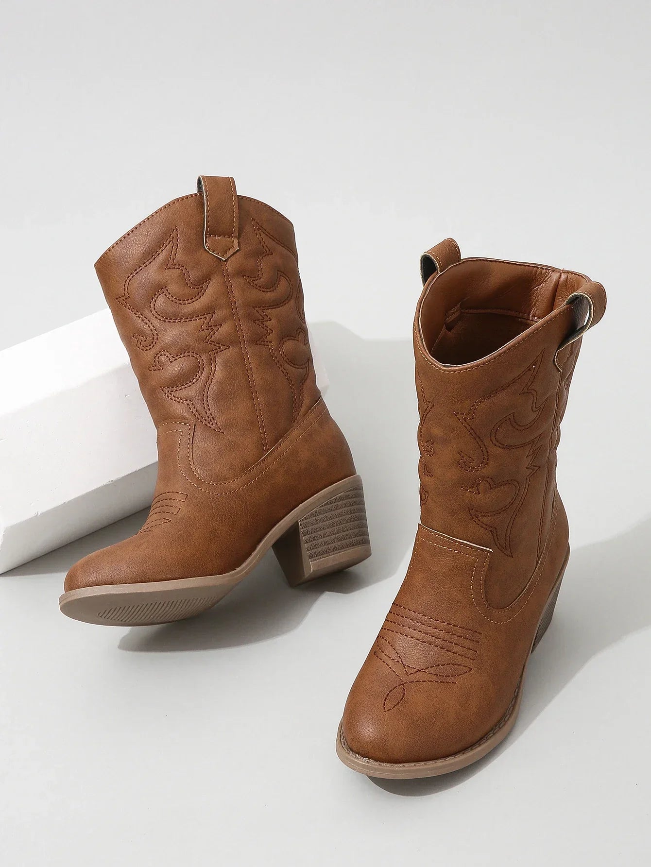Classic Western Knee High Boots for Girls Premium Quality Slip-on Cowboy Long Booties Kids Autumn Heeled Point Botas Kids Shoes