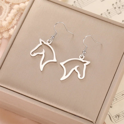 My Shape Boucles d'oreilles tête de cheval pour femme, acier inoxydable, goutte de cheval, boucle d'oreille pendante, bijoux amoureux, cadeaux du Nouvel An