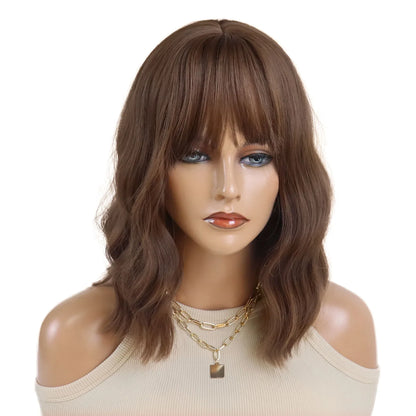 Synthetic Hair Blonde Short Curly Bob Wigs with Bangs Yellow Lolita Cosplay Wig for Women Daily Party Cosplay Heat Resistant