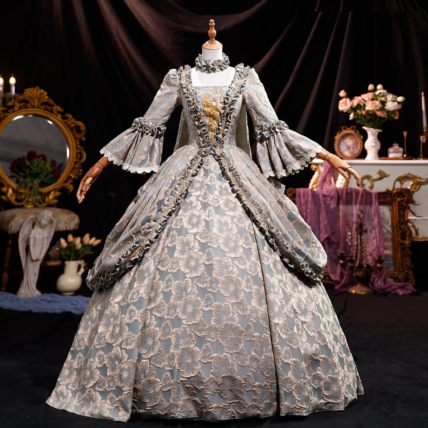 Baroque Ball Gown - Historic Princess Dress - Versailles Dress - Marie-Antoinette Style in Georgian Satin for Adults, Victorian Party Dress for Women