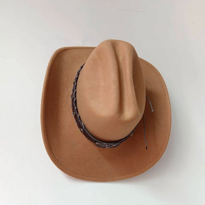 Chapeau de cowboy occidental à large bord pour homme, casquettes d'église Everche, Fascinateur vintage, chapeau de cowgirl jazz, zones bre, nouveau, 9cm