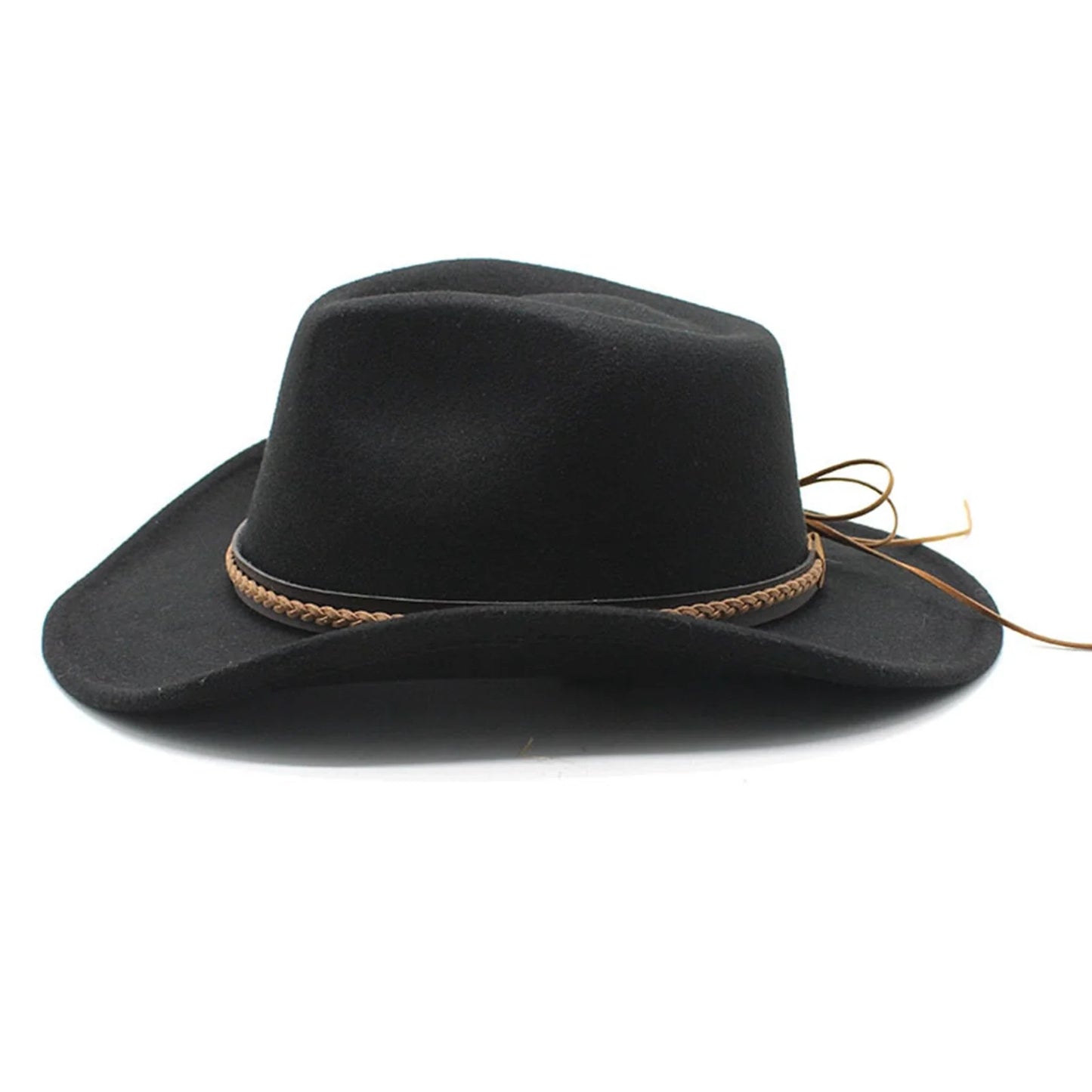 Classic Cowboy Hats for Women Men Retro Cowgirl Hats Wide Brim Felt Hats with Decorative Band