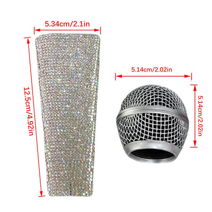 New Glitter Microphone Cover Mesh Head, Glitter Microphone Decorative Sleeve for SM58 Beta58A Wireless Microphone