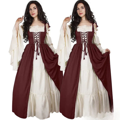 Costume de cosplay médiéval femme, manches longues, robe vintage, robe de fée elfe, robes de cour de princesse de la Renaissance