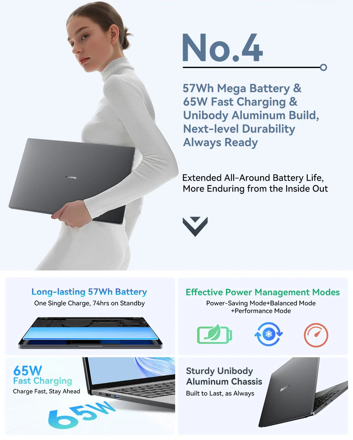 Blackview AceBook 12 Ordinateur portable Win 11 16'' FHD IPS, Notebook Intel I5-1030NG7, 16 Go RAM 512 Go SSD, Bouton d'alimentation 2-en-1 avec empreinte digitale