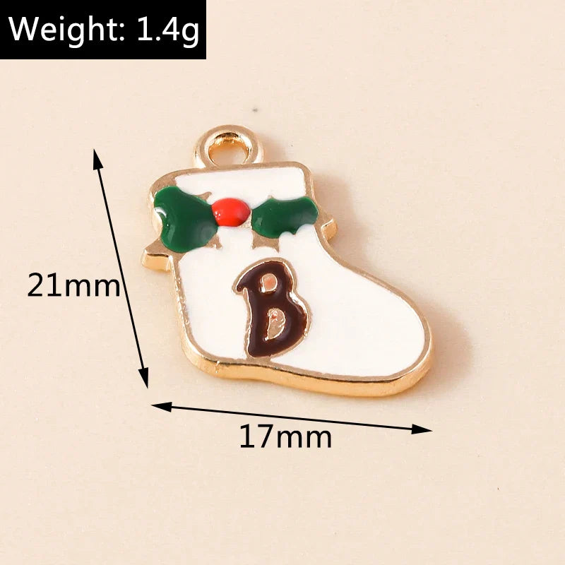 Leslie-Breloques de Noël en émail, arbre flocon de neige, chaussette, cerf, bonhomme de neige, bijoux de bricolage, cadeaux de Noël et du Nouvel An, 10 pièces