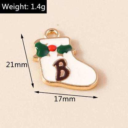 Leslie-Breloques de Noël en émail, arbre flocon de neige, chaussette, cerf, bonhomme de neige, bijoux de bricolage, cadeaux de Noël et du Nouvel An, 10 pièces