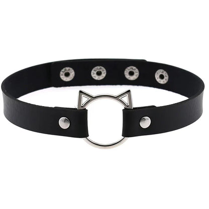 Collier gothique d'Halloween en cuir PU avec tête de chat, collier doux Y2k, cadeau de mode pour femme, cadeau de Noël pour la Saint-Valentin