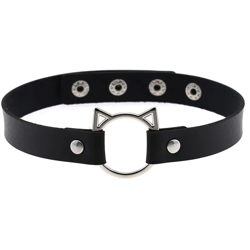 Collier gothique d'Halloween en cuir PU avec tête de chat, collier doux Y2k, cadeau de mode pour femme, cadeau de Noël pour la Saint-Valentin