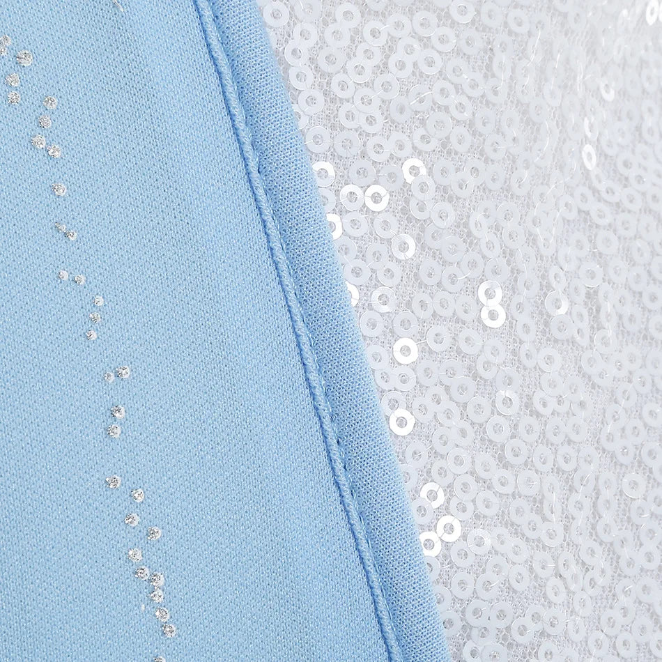 Déguisement Elsa pour Fille, Fête d'Anniversaire, Robe de Princesse Bleue à Manches Longues, Vêtement de Carnaval pour Enfants