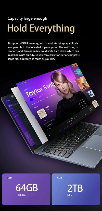 15,6 inch Intel Core i9-12900H pulgadas ordenador portátil Windows 11 Po 2 * DDR4 2 * M.2 SSD Ultrabook WIFI5 BT