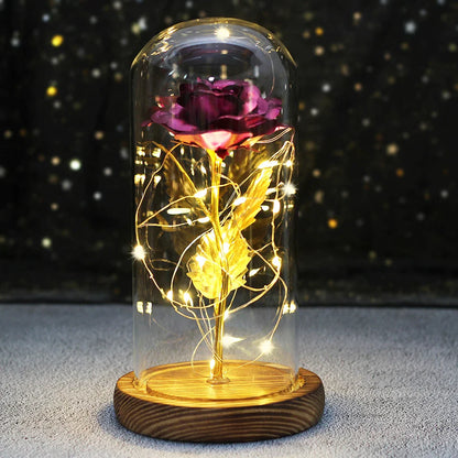 Fleurs lumineuses LED enchantées avec la Belle et la bête, dôme de roses décoratif pour mariage, saint-valentin, cadeau de fête des mères