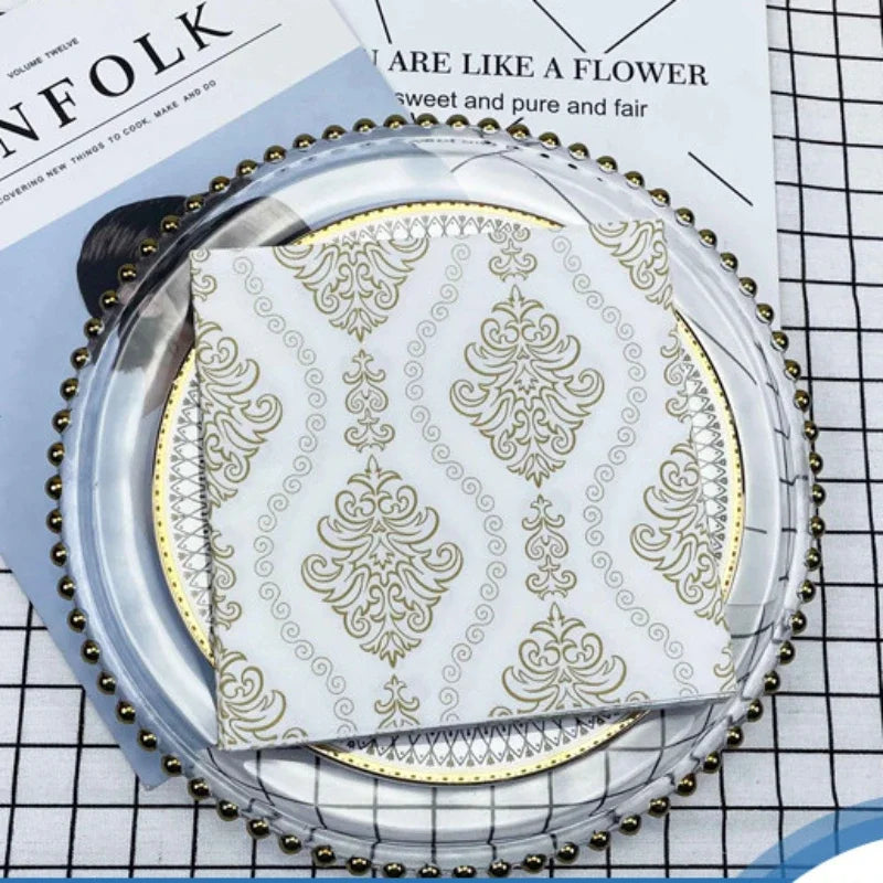 Serviette de table carrée imprimée florale, 2 plis, 20 pièces/paquet, pour le visage, fête, restaurant occidental, 73 plis