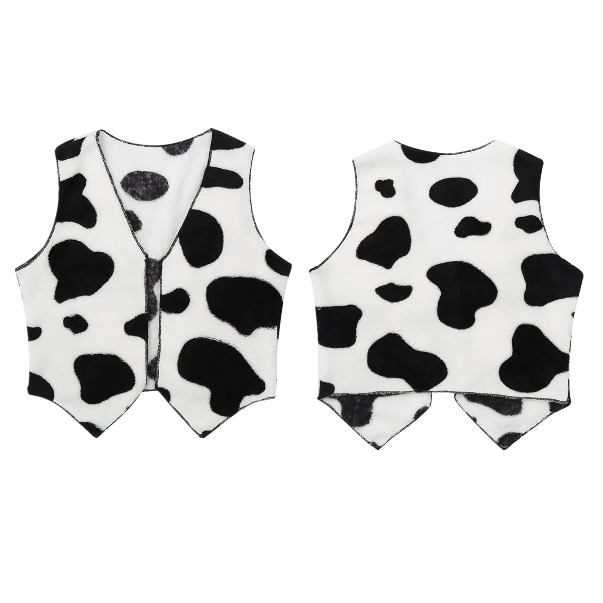 Gilet de Cowboy pour enfants, en flanelle douce, sans manches, ouvert sur le devant, imprimé vache, hauts pour garçons et filles, Costume de fête Rave