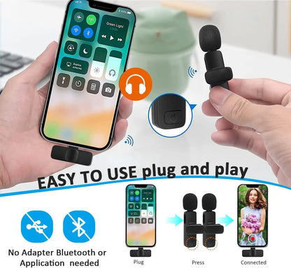 Microphone professionnel à revers Lavalier sans fil, pour iPhone, enregistrement Android, pour Interview, vidéo, Podcast, Vlog, YouTube
