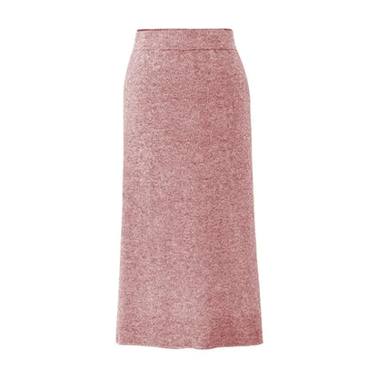 Women's Autumn/winter Knit Bodycon Skirt Medium-length High-waisted Thickened Side Slit Step-length Skirt