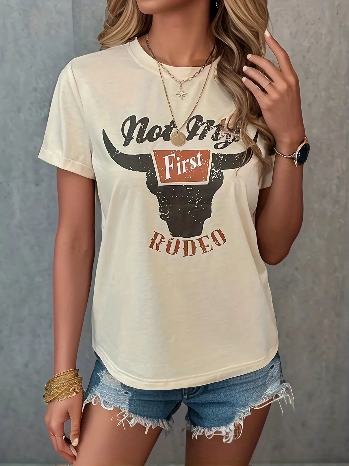 T-shirt avec graphisme de rodéo pour femme, style western, vintage, musique country, cowboy