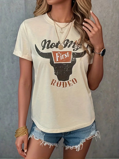 T-shirt avec graphisme de rodéo pour femme, style western, vintage, musique country, cowboy