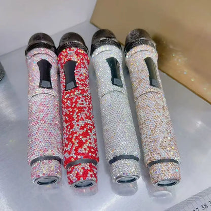 Microphone sans fil professionnel à strass scintillants, fréquence UHF réglable en métal pour spectacle Paryt, enseignement, haut-parleur de mariage