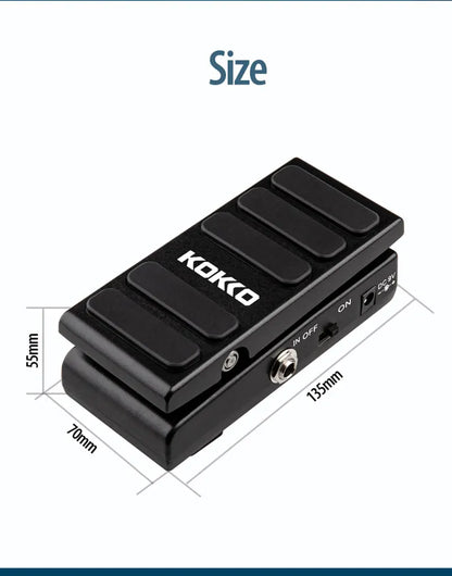 KOKKO Pédale d'effet guitare électrique Wah Volume 2 en 1 Contrôles au pied 2 modes Pédale multi-effets combo Pièces de guitare