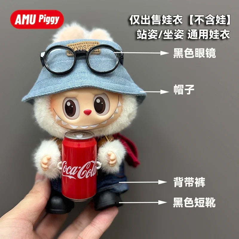Clothes Doll DIY Accessories Pull Cloth Cola Happiness Factor Labubu Clothes Set Doll Outfit Have Shoes