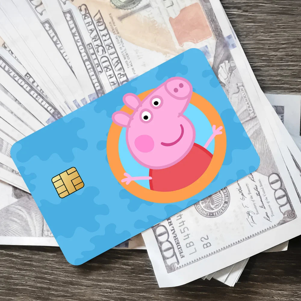C-Cartoon Animation P-Peppas Pig Decorative Small Waterproof Chip 4PCS Card Sticker New Anti-Scratch