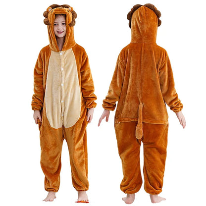 MICHLEY Pyjama grenouillère en flanelle pour Halloween, hiver, avec capuche, pour enfants, déguisement familial, combinaison de nuit, robe de chambre pour garçons et filles