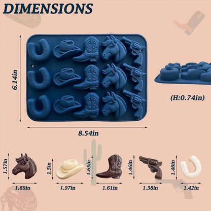Cowboy Chocolate Molds Cowboy Hat Boot Horse Saddle Shape Silicone Candy Molds Western Themed Party Baking Mould Cake Decoration
